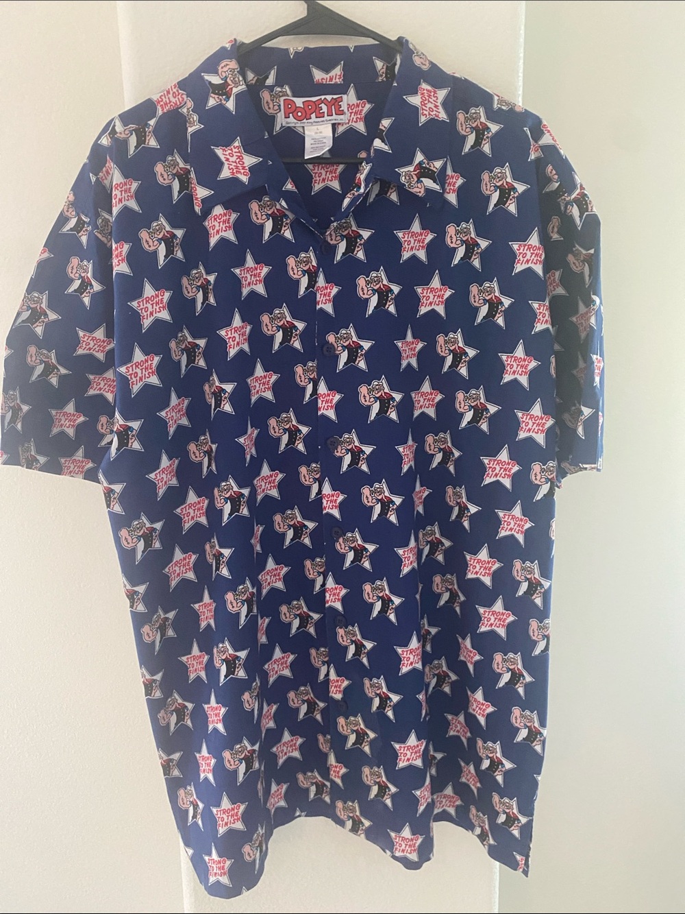 Vintage Popeye Strong to the Finish Y2K Shirt, Size L